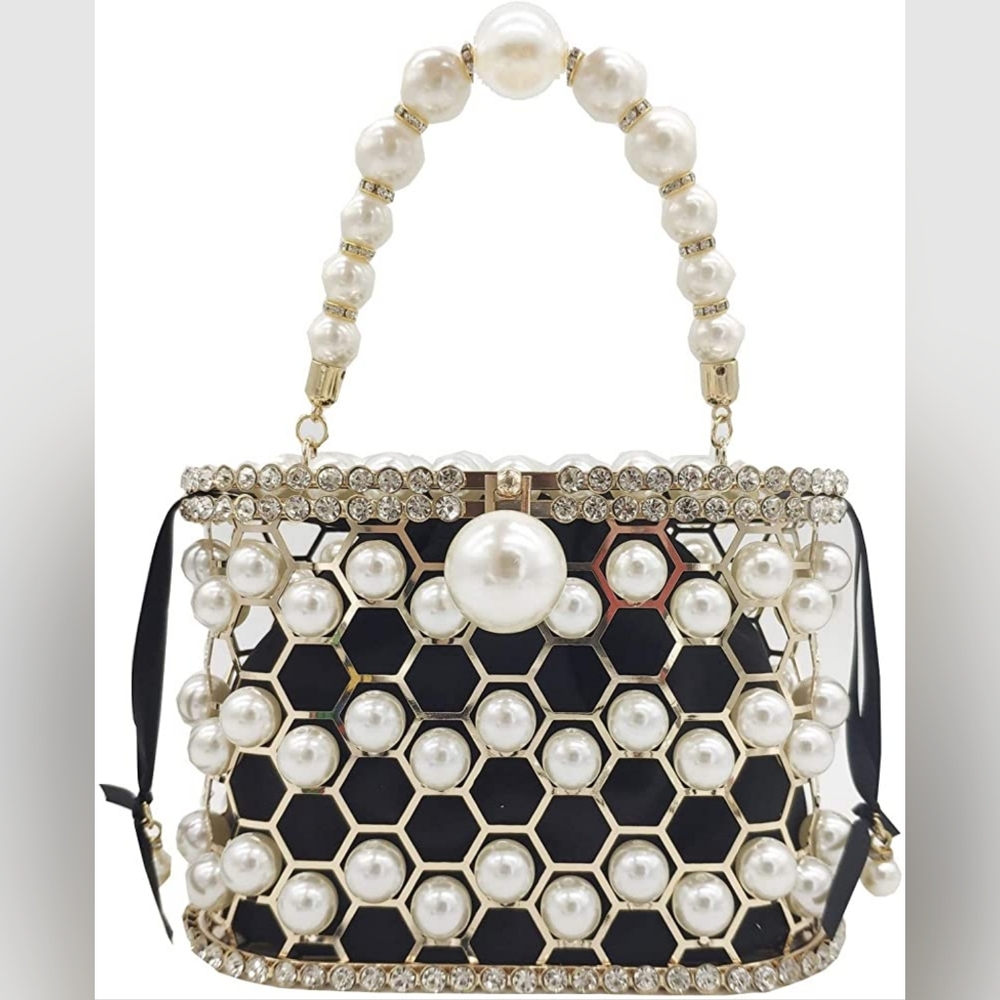 Unique Pearls and Rhinestones Handbag